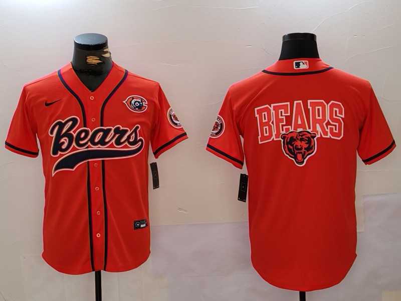 Mens Chicago Bears Blank Orange Throwback With Patch Cool Base Stitched Baseball Jerseys